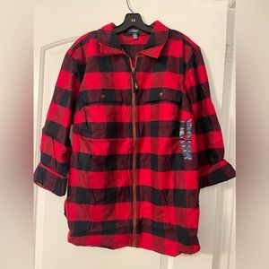 Chaps 1X plaid red/ black lightweight zip up